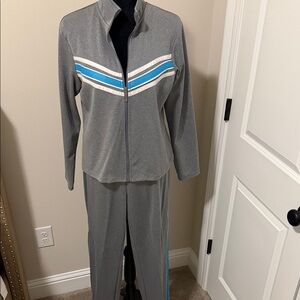 Metrostyle Gray Jogger Set with Blue Stripes